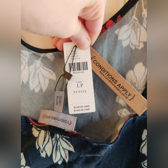 Anthropologie Conditions Apply Elva Slip Midi Dress Deep Teal Floral - Size LP - Picture 8 of 9